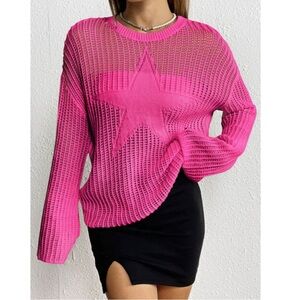 Rose Star Mesh Oversized Sweater